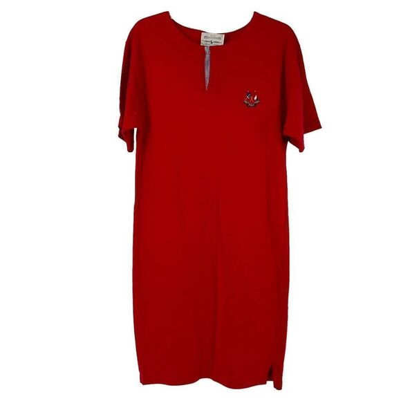 Polo Ralph Lauren Vintage 80s Shirt Dress Red Size S Short Sleeve 1988 Crest